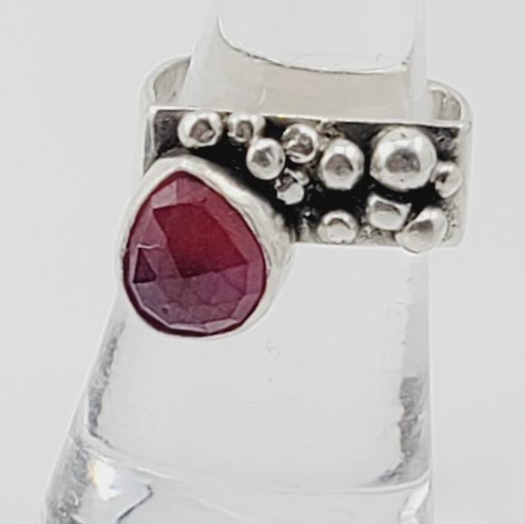 PINK SAPPHIRE HANDMADE RING STERLING SILVER SIZE 7 - Picture 6 of 12